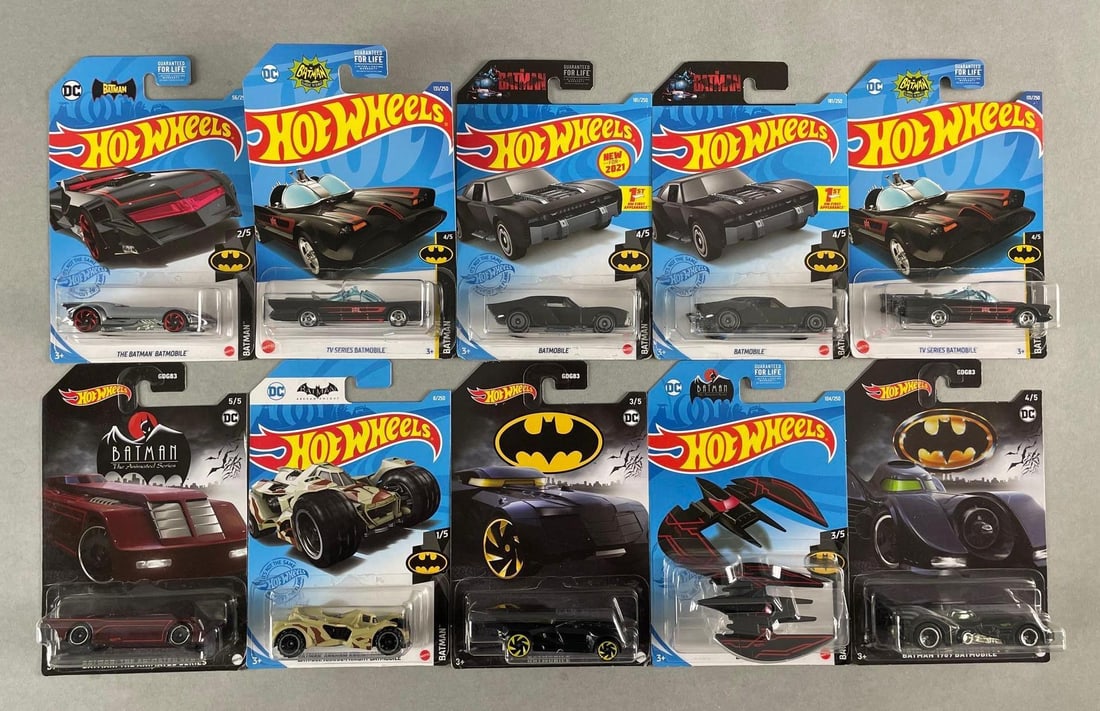 Group of 10 Mattel Hot Wheels Batmobile Die-Cast Vehicles (1 of 3)