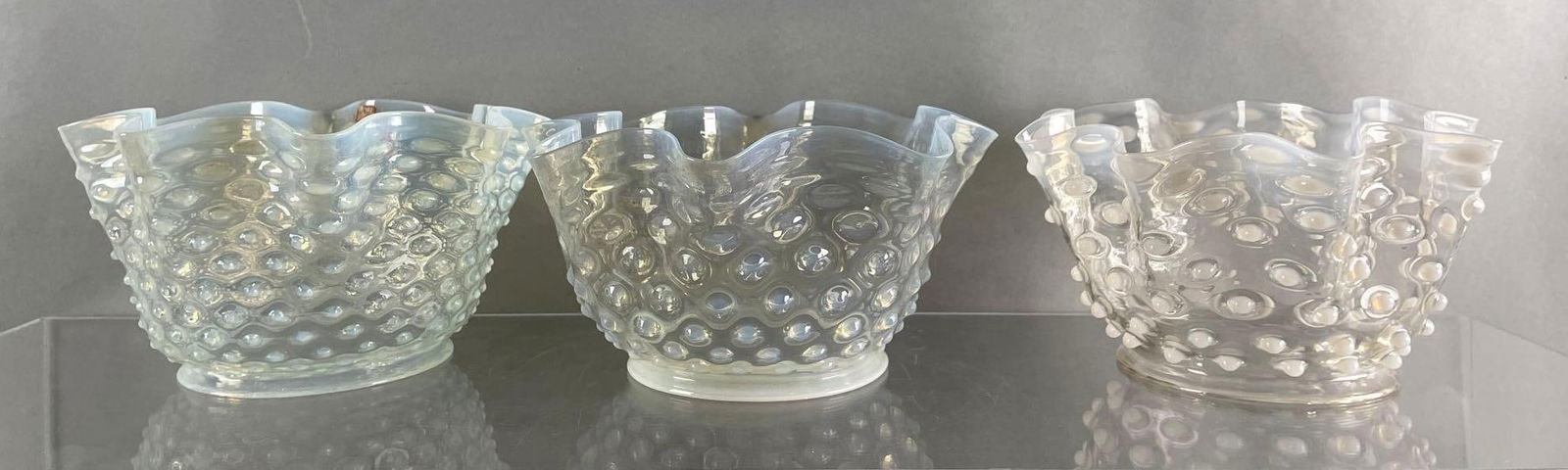 Group of 3 Hobnail Opalescent Glass Lamp Shades (1 of 3)
