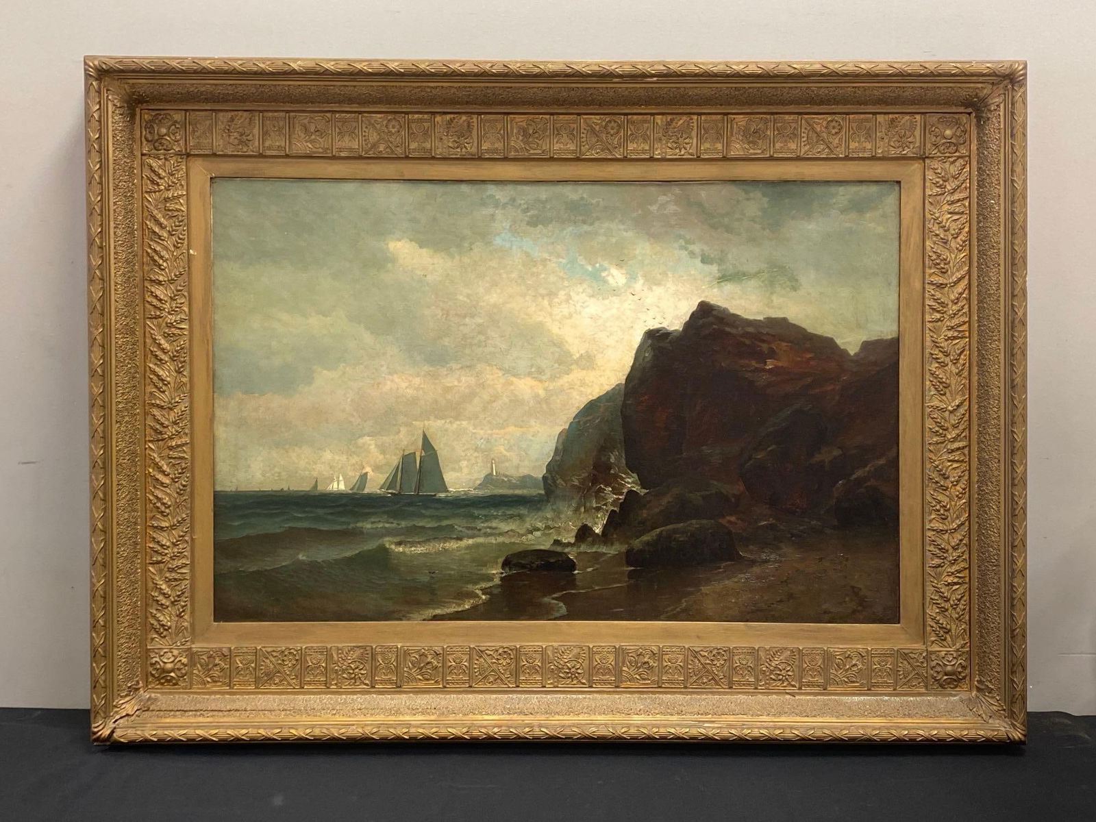 Frank Russell Green Costal Scene Oil Painting on Canvas (1 of 3)