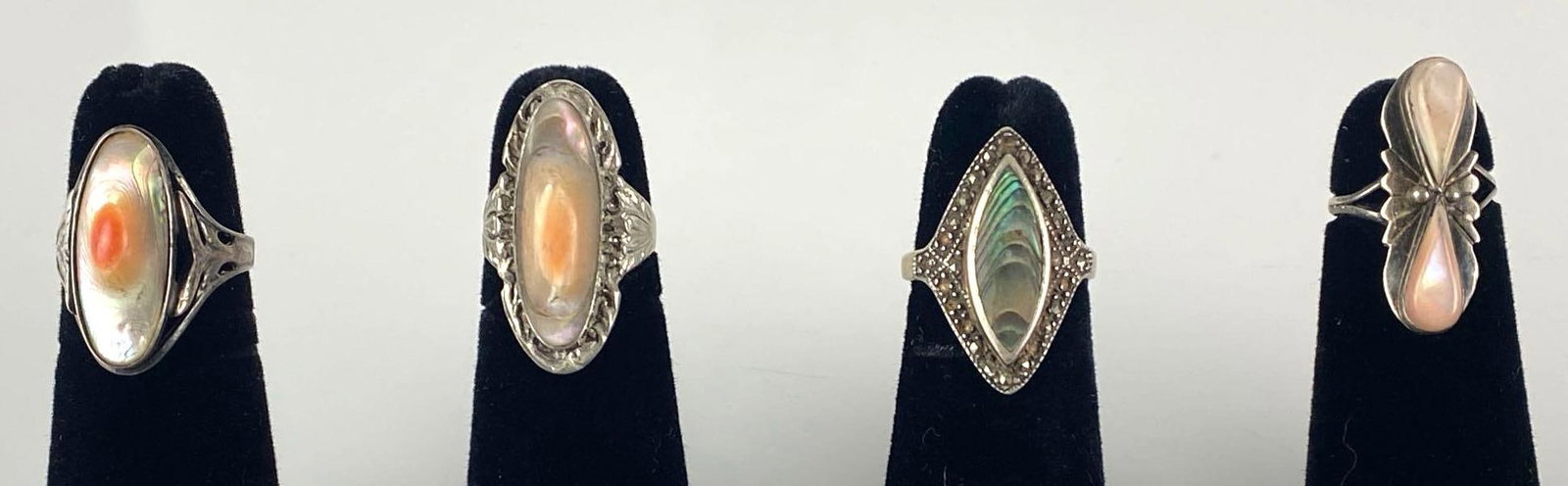 Group of 4 Sterling Silver Mother of Pearl Cocktail Rings (1 of 6)