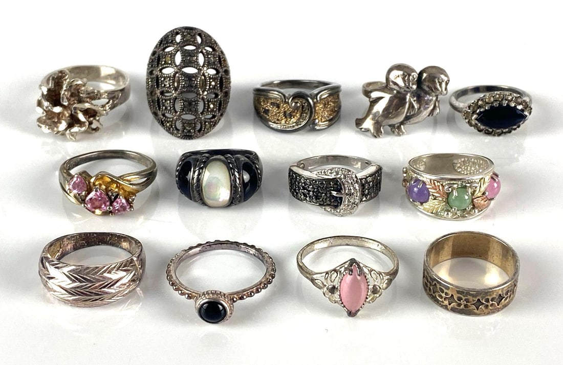 Group of 13 Sterling Silver Rings (1 of 4)