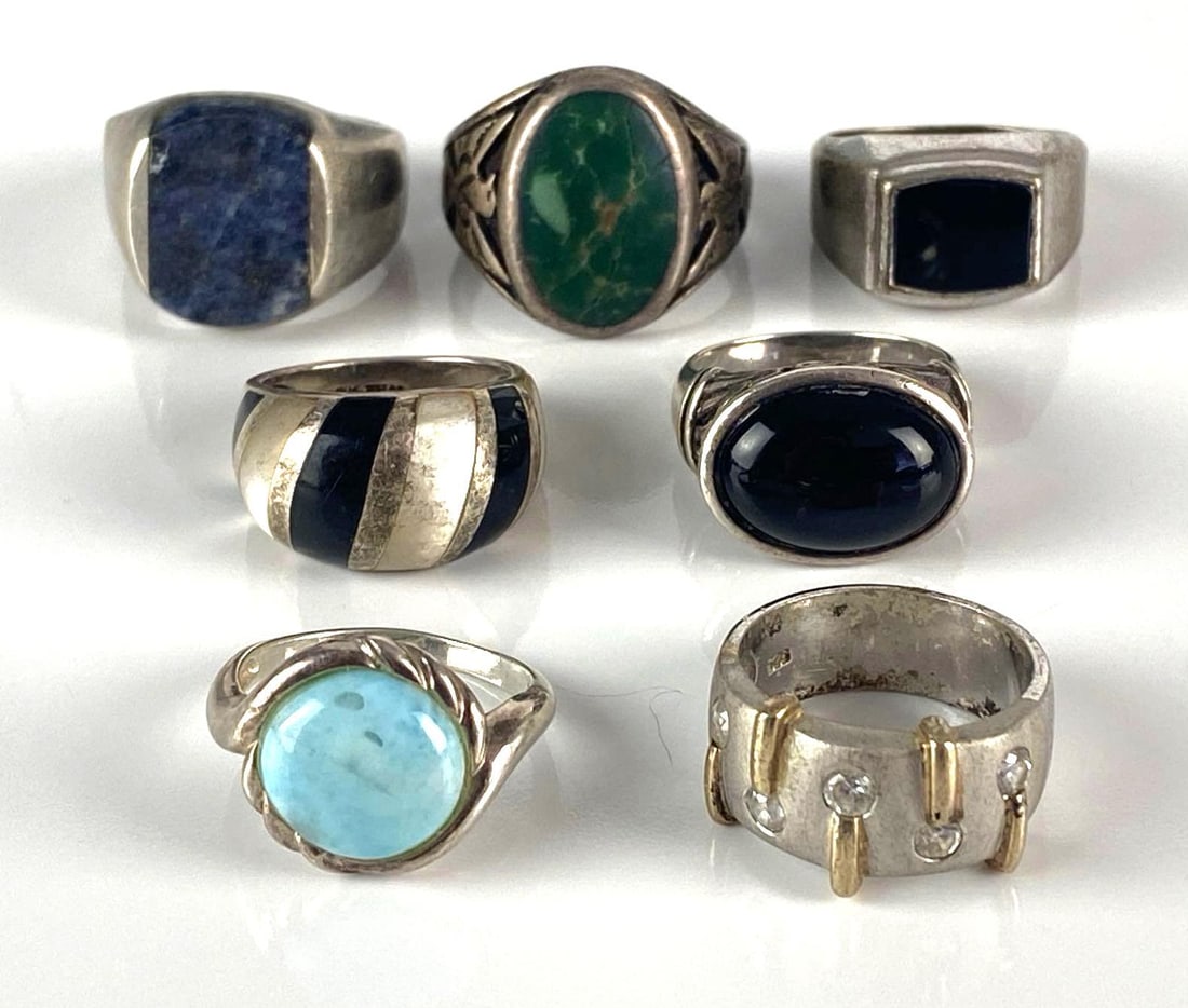 Group of 7 Sterling Silver Rings (1 of 3)