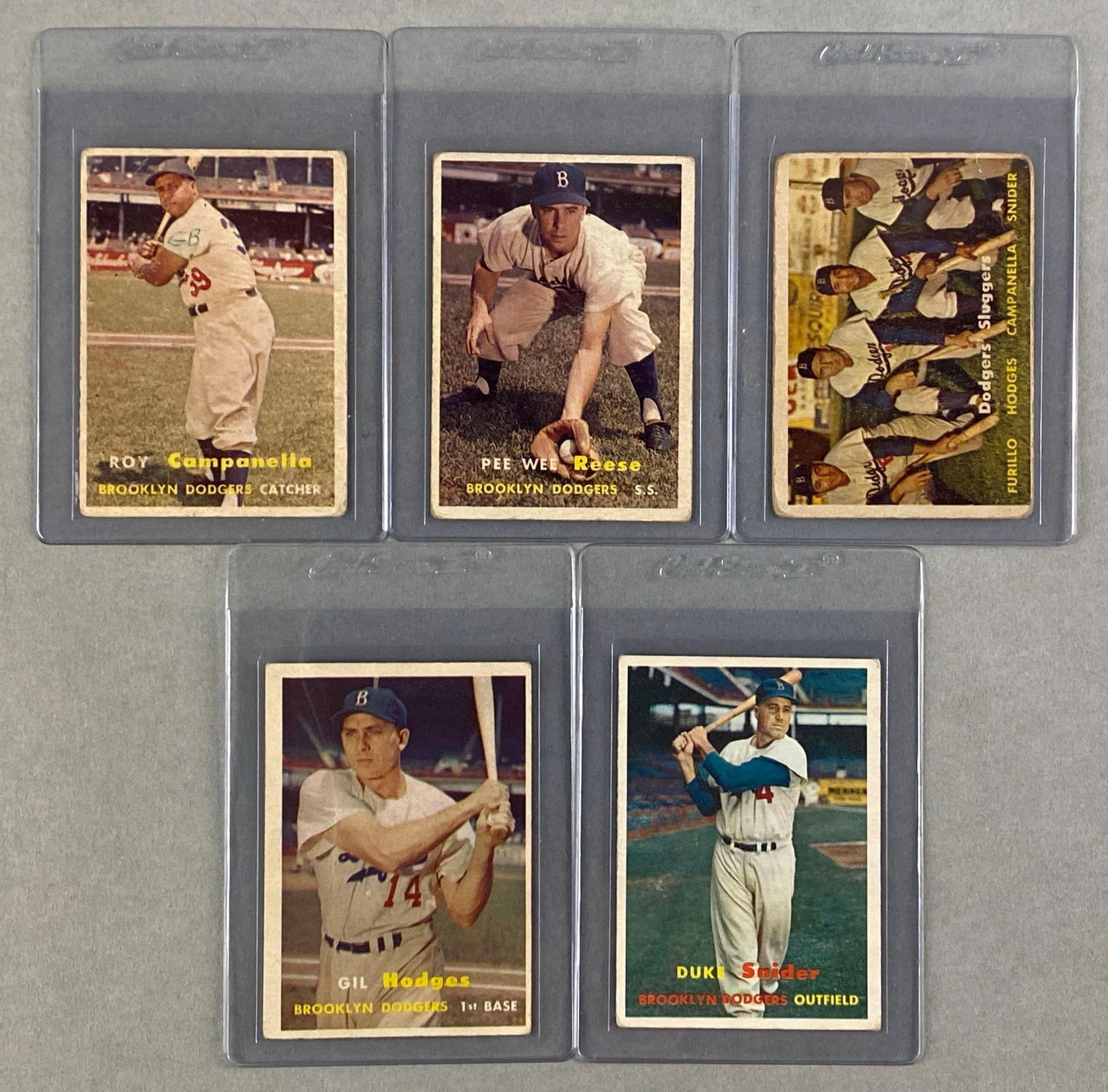 5- 1957 Topps Brooklyn Dodgers HOFs Cards (1 of 2)