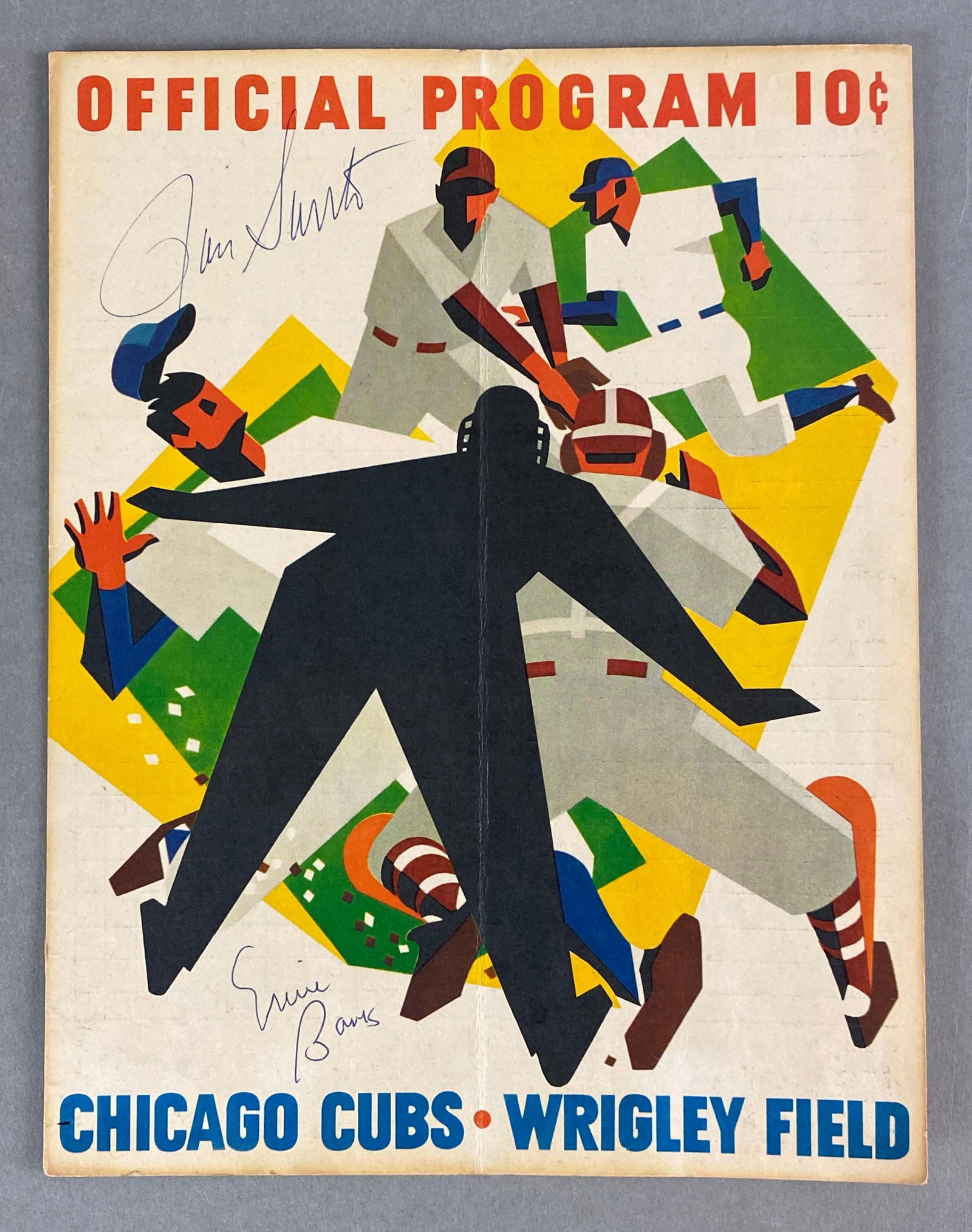 Ernie Banks and Ron Santo Dual Signed 1963 Chicago Cubs Program with COA (1 of 4)