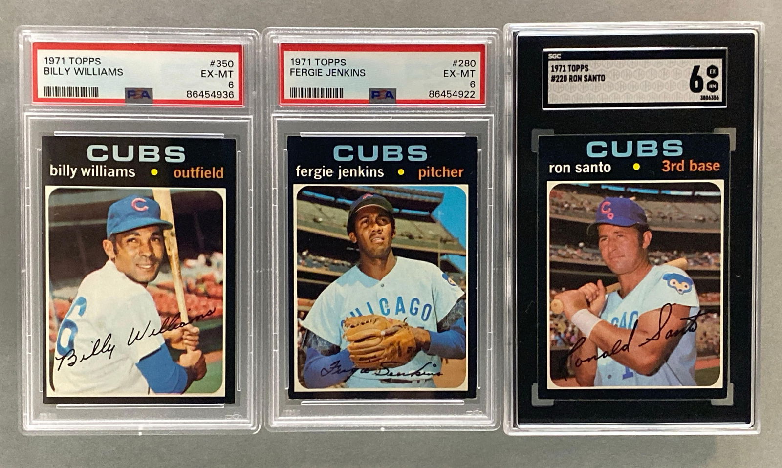 1971 Topps Fergie Jenkins, Billy Williams, and Ron Santos Graded 6s (1 of 2)