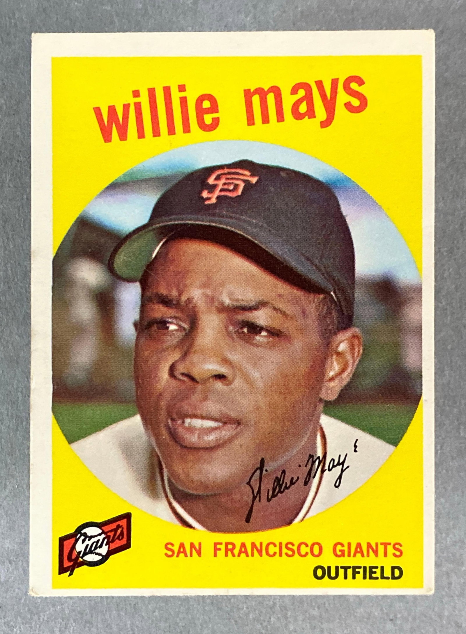 1959 Topps Willie Mays #50: 1959 Topps Willie Mays #50, EX, with weighting on back