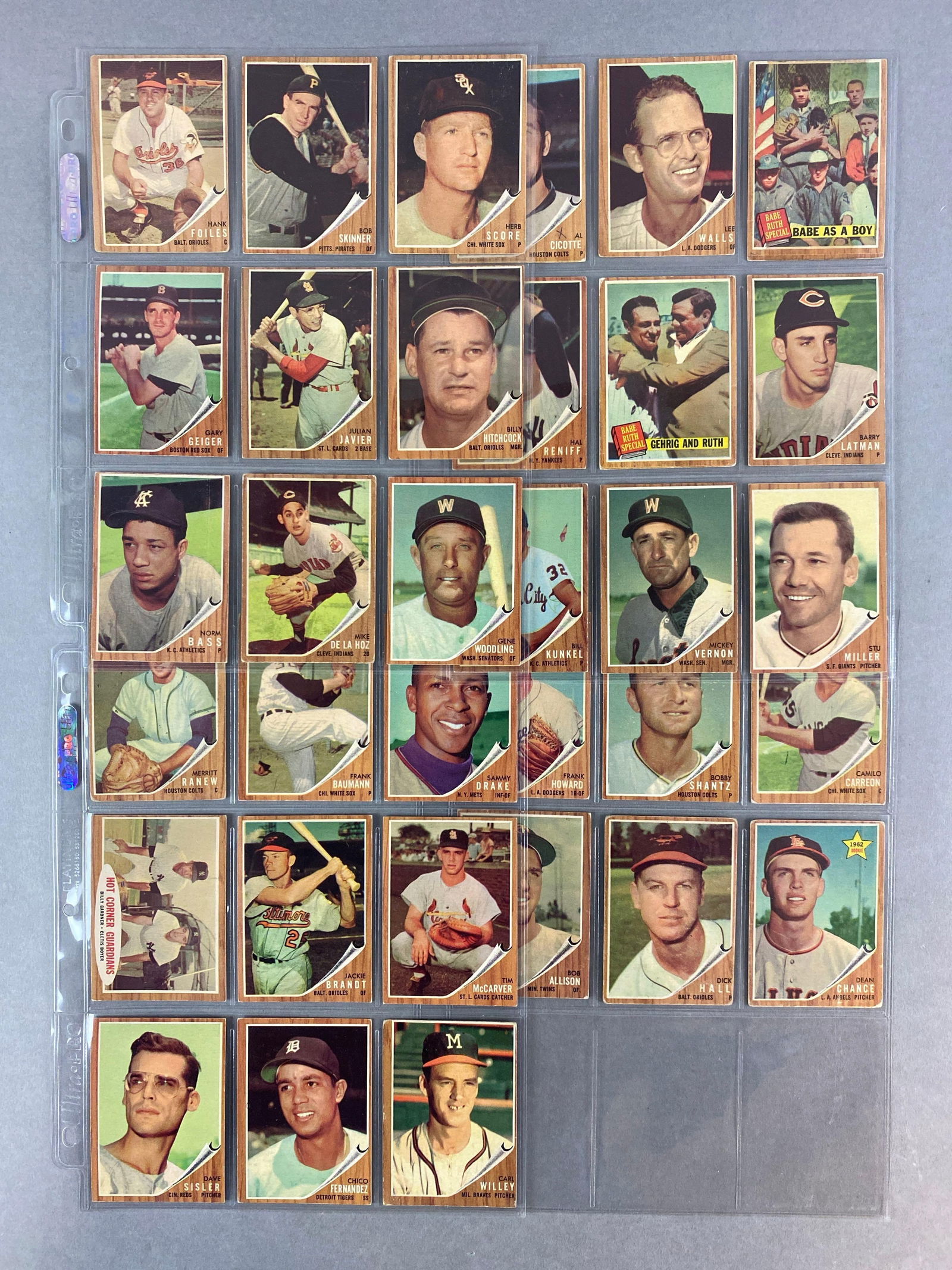 33 - 1962 Topps Baseball Green Tint Variations with HOFs, Stars, and Rookies (1 of 5)