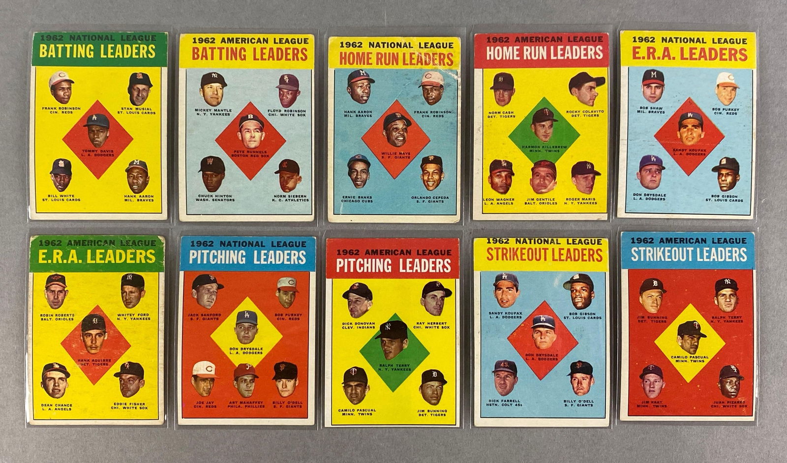 1963 Topps Baseball Leaders Set - 10 Cards (1 of 3)