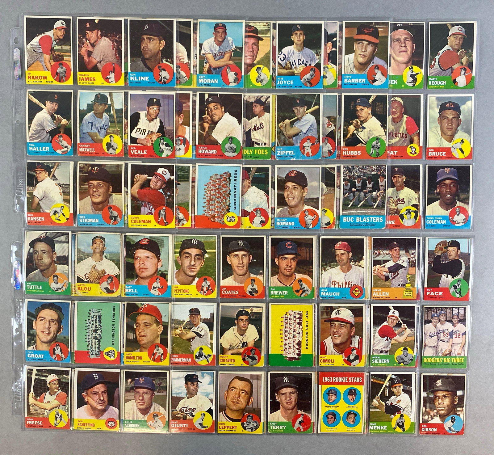 108 - 1963 Topps Baseball with HOFs, stars, and Rookies (1 of 7)