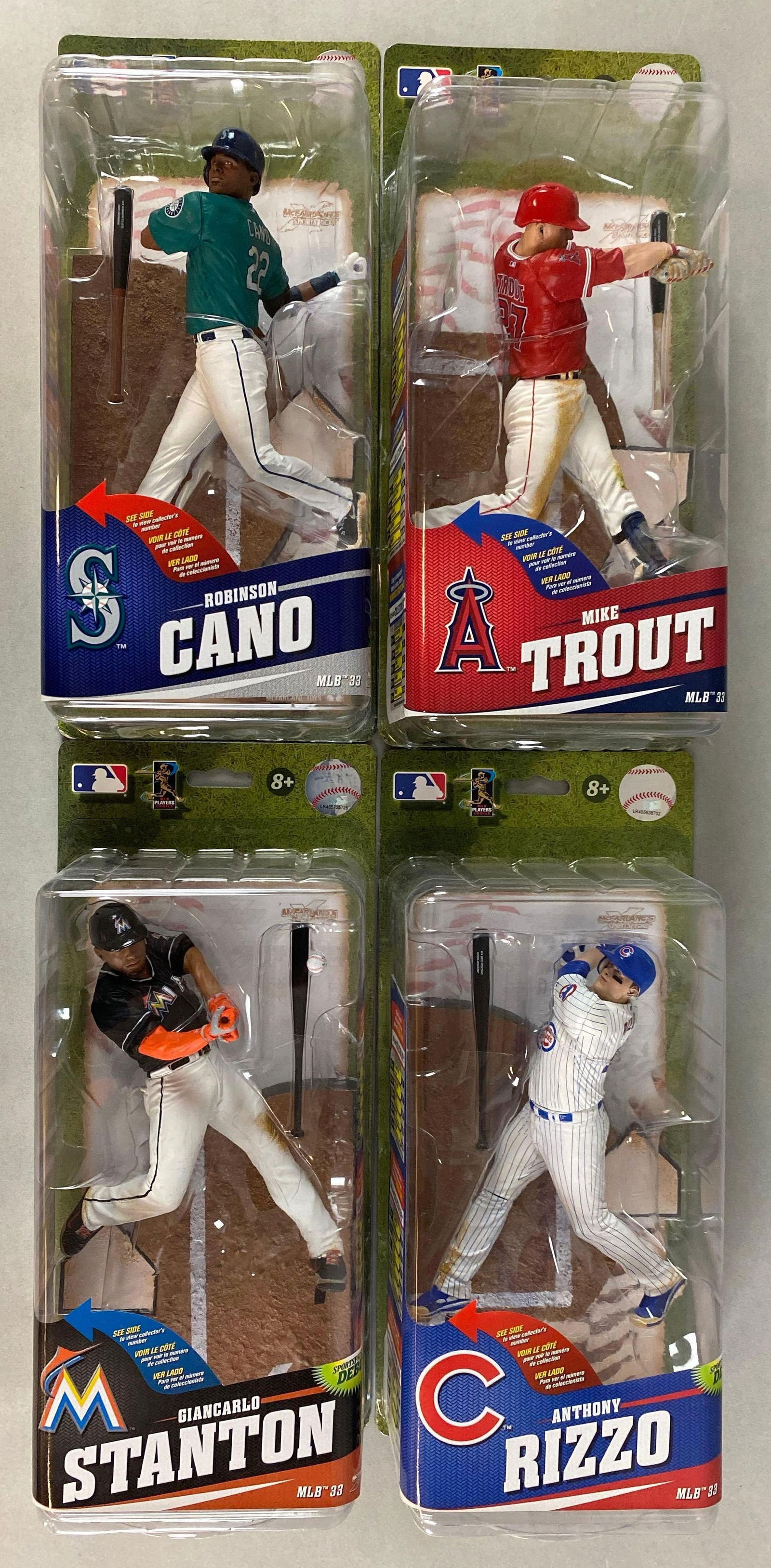 4 - 2015 McFalane Series 33 Baseball Figures with Trout, Rizzo and More (1 of 2)