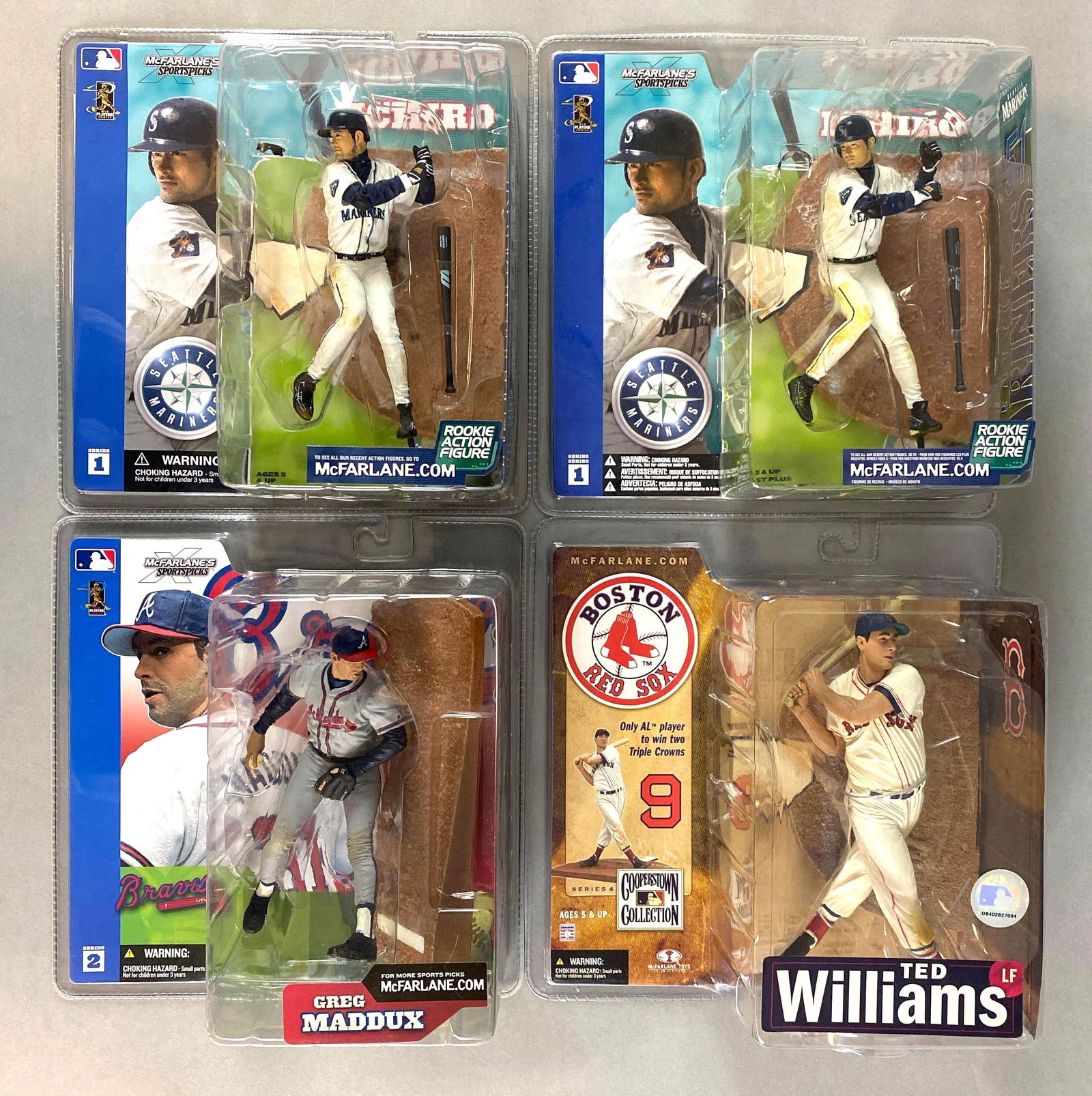 4 - 2002 - 07, McFarlane Ichiro, Greg Maddux, and Ted Williams Figures with Variant (1 of 2)