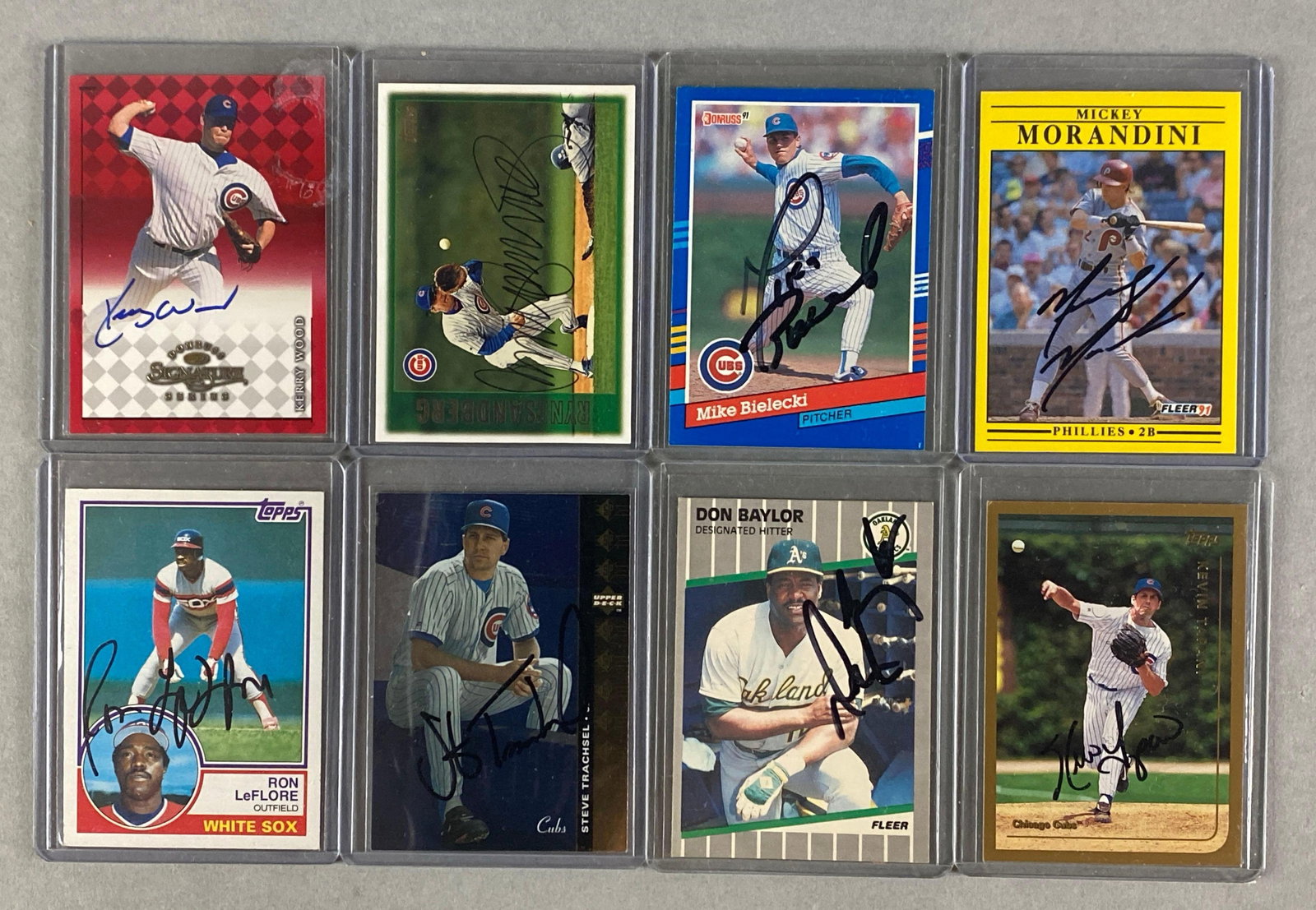 1998 Donruss Signature Kerry Wood, 1997 Topps Ryne Sandberg Auto + 6 Other Chicago Players Signed (1 of 3)