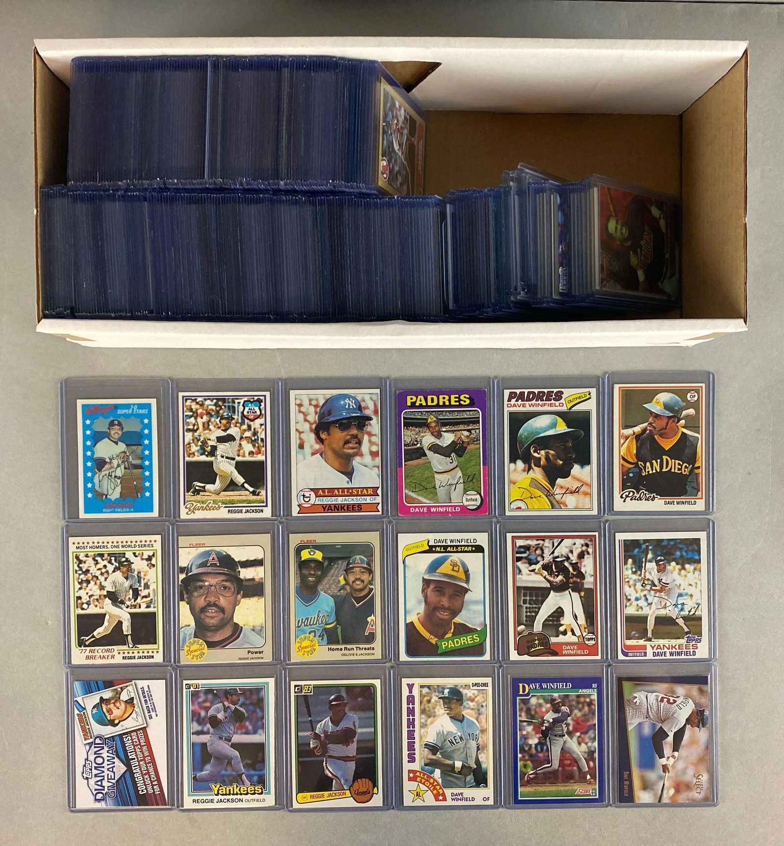 310+ Reggie Jackson and Dave Winfield Cards in Top Loaders (1 of 3)