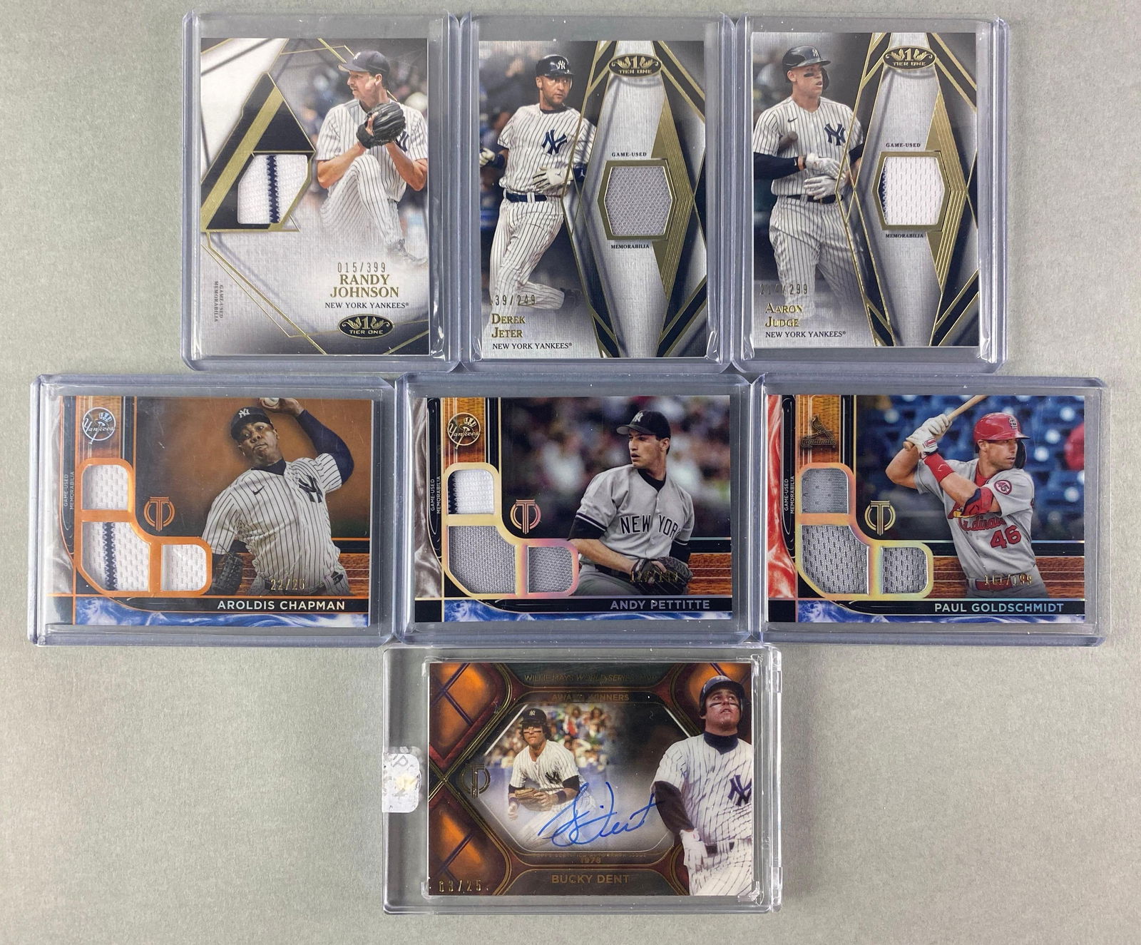 7 - 2022 Topps Tier One Jersey and Auto Cards with Jeter and Judge (1 of 7)