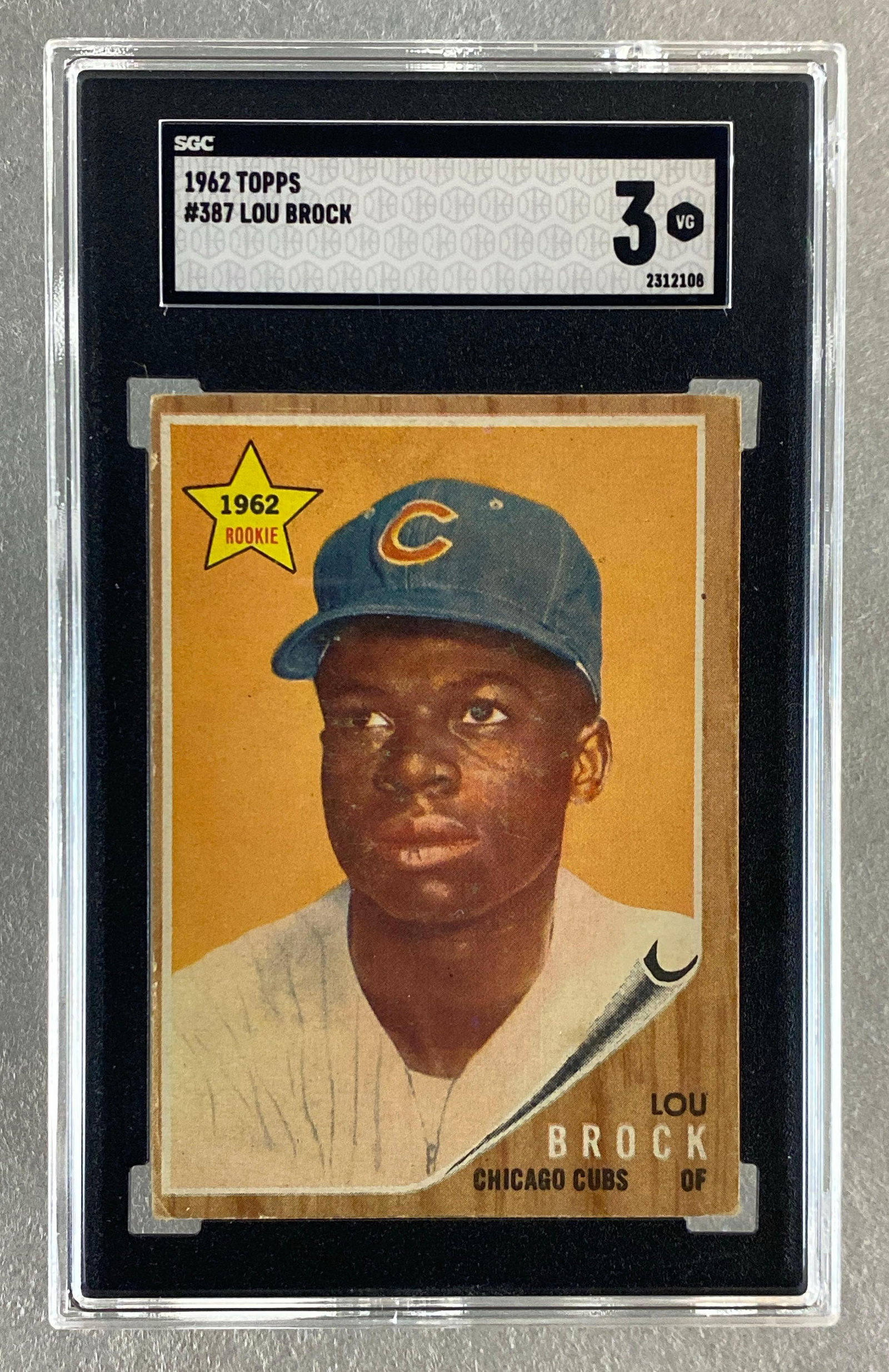 1962 Topps Lou Brock #387 SGC 3: 1962 Topps Lou Brock #387 SGC 3