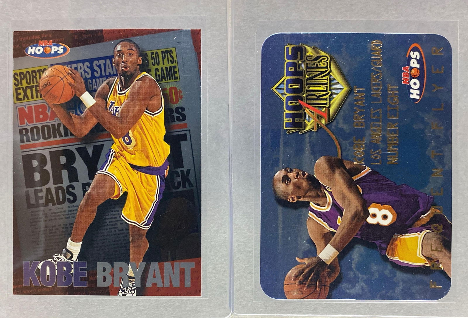 1997 Hoops Rookie Headliners and Frequent Flyer Kobe Bryant Insert Cards (1 of 2)