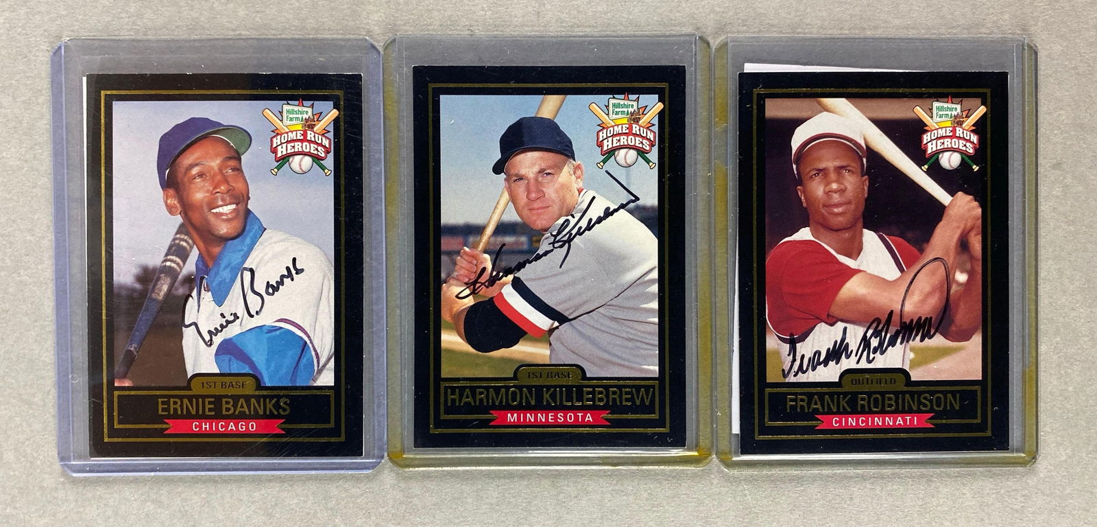 1999 Hillshire Farm Home Run Heroes Ernie Banks, Frank Robinson, and Harmon Killebrew Auto Cards (1 of 2)