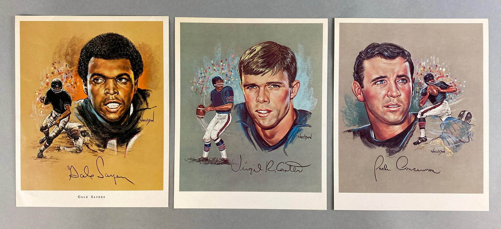 Rare 1969 Kroger Gale Sayers John Wheeldon Litho + Virgil Carter and Jack Concannon: 3 - Rare 1969 Kroger Chicago Bears John Wheeldon Lithos
