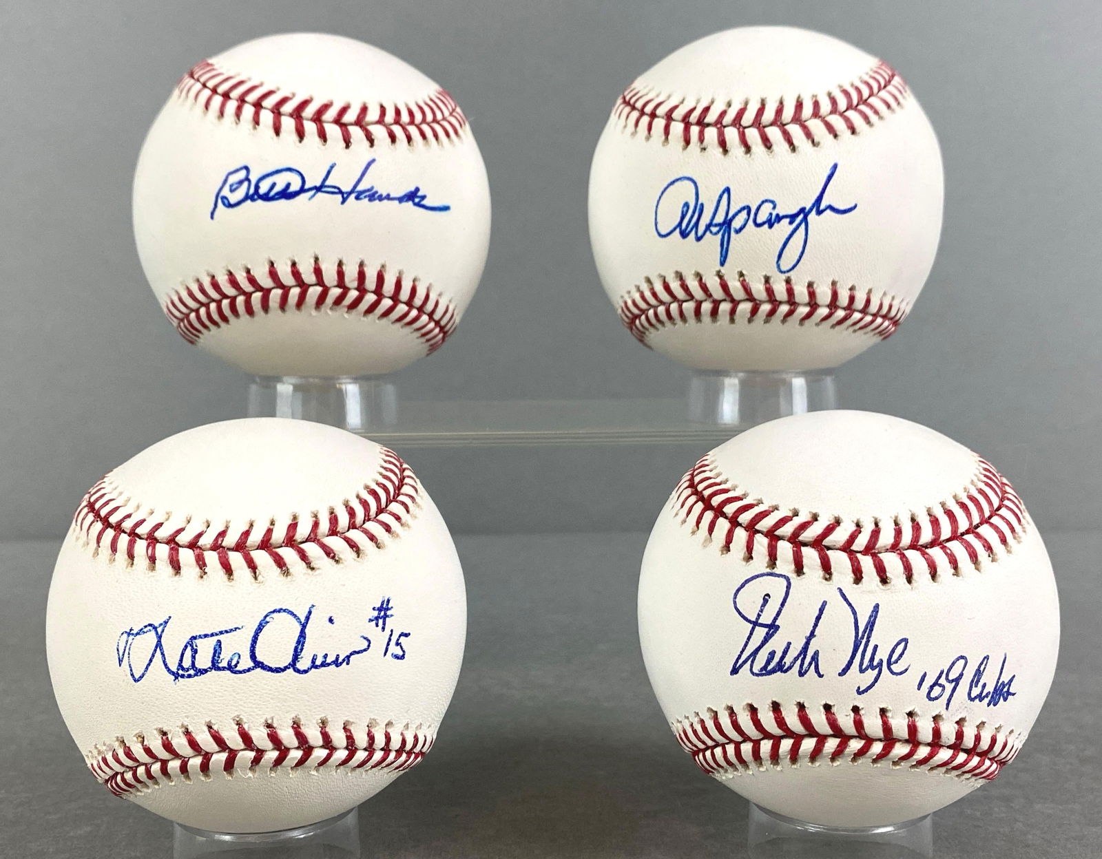 4 - 1969 Chicago Cubs Players Signed Official MLB Rawlings Selig Baseballs: Complete your 1969 Cubs Team, 4 - Autographed Baseballs, Rich Nye 69 Cubs, Nate Oliver #15, Al Spangler, and Bill Hands, We Guarantee These to Pass 3rd Party Authentication, Cases included