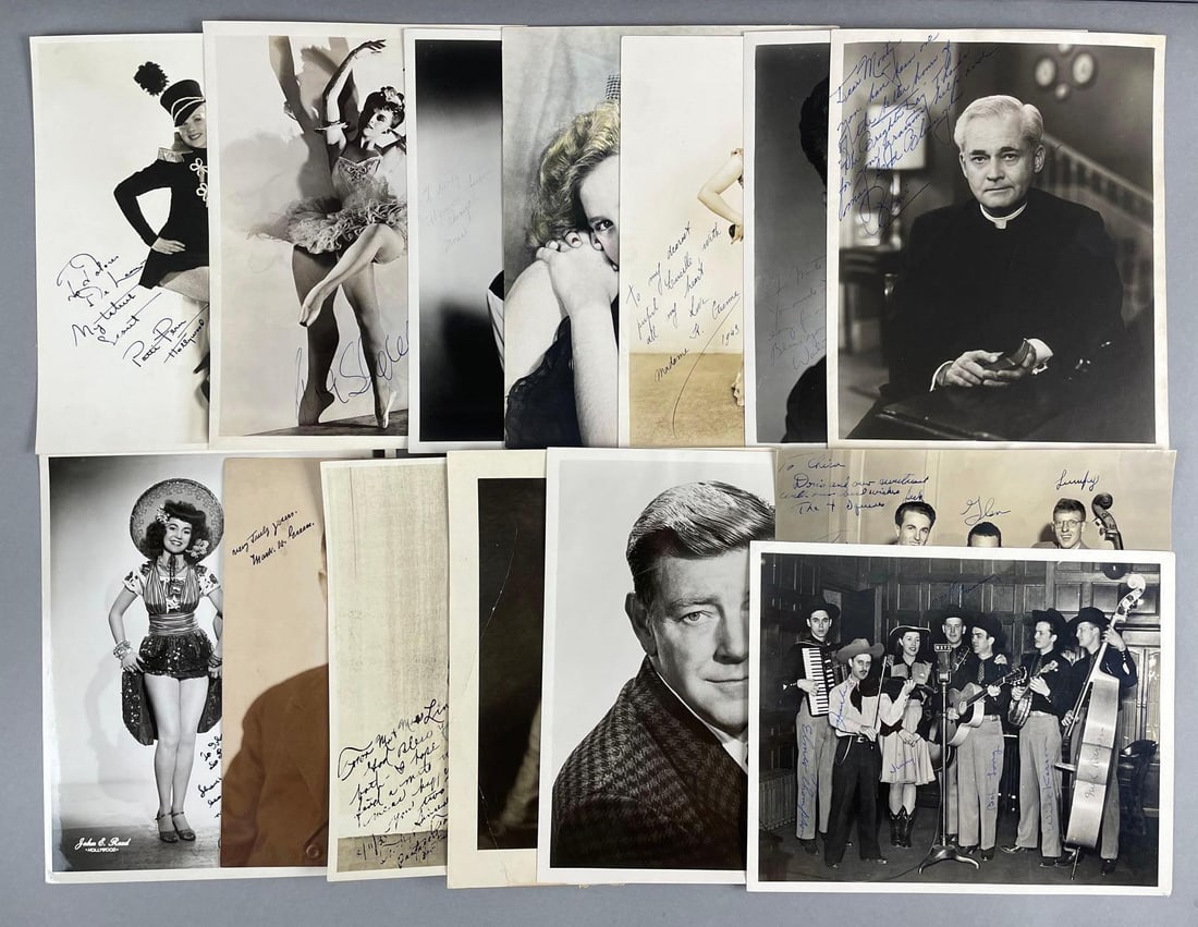 Group of 14 Signed Vintage Photographs: Includes actors, singers, dancers. 8 x 10 photos