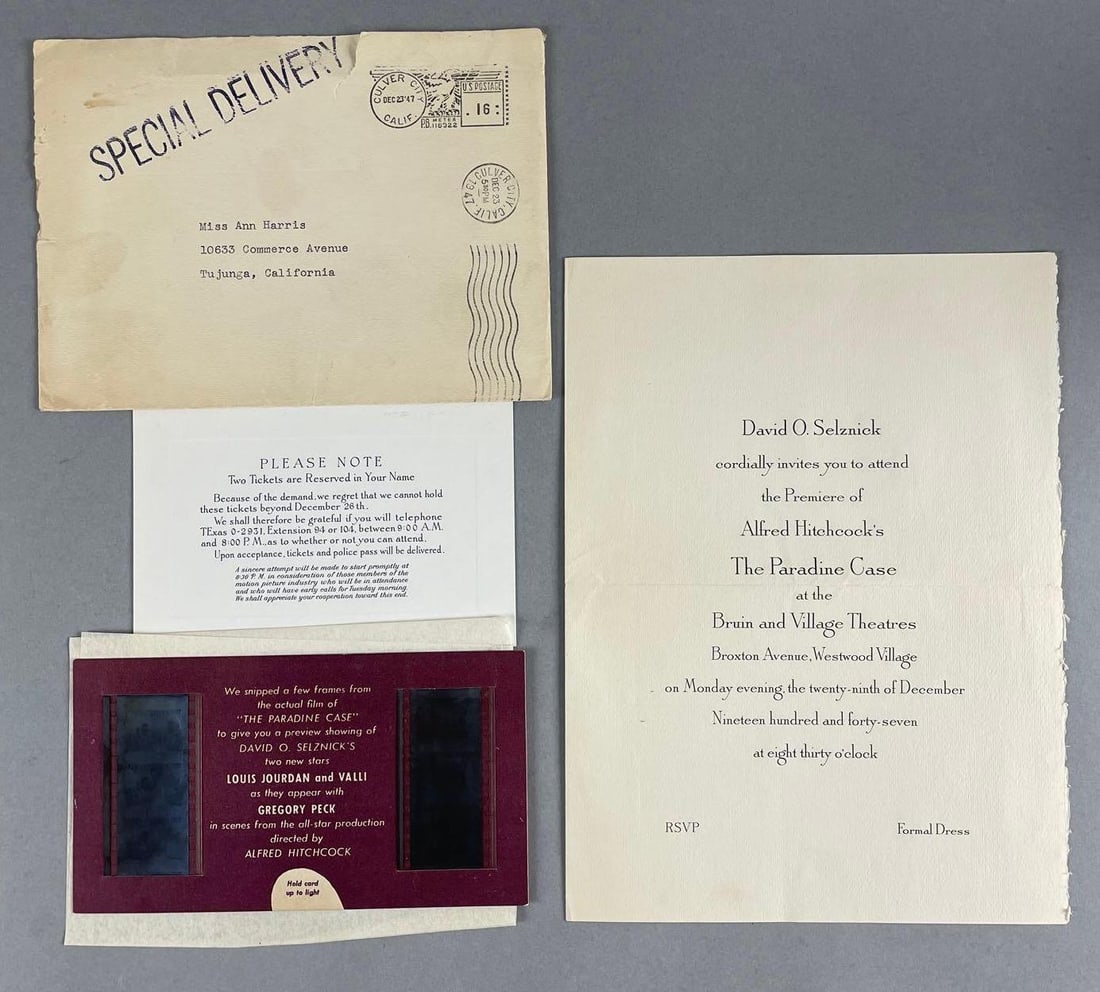 1947 Alfred Hitchcocks The Paradine Case Premiere Invitation (1 of 4)