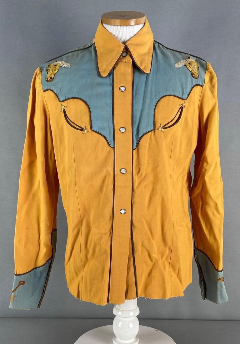 Marie Windsor Yellow and Blue Embroidered Cowgirl Costume Shirt (1 of 9)