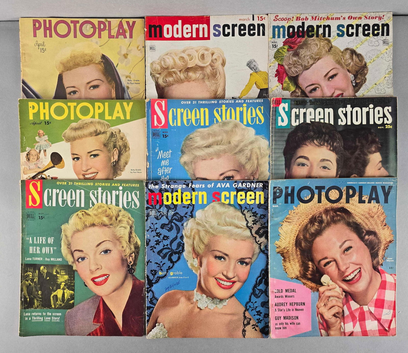 Group of 9 1940s - 1950s Movie Magazines (1 of 4)