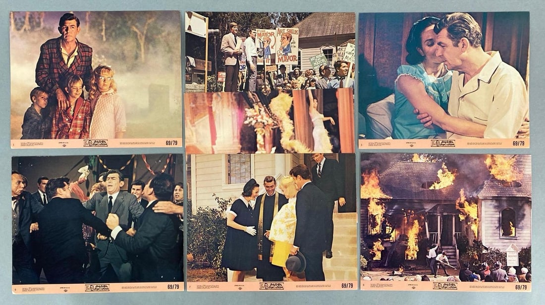 Group of 7 1969 Andy Griffith Angel in My Pocket Mini Lobby Cards: Universal Pictures, Starring Andy Griffith, Lee Meriwether, and Jerry Van Dyke, All measure 8 x 10 inches.
