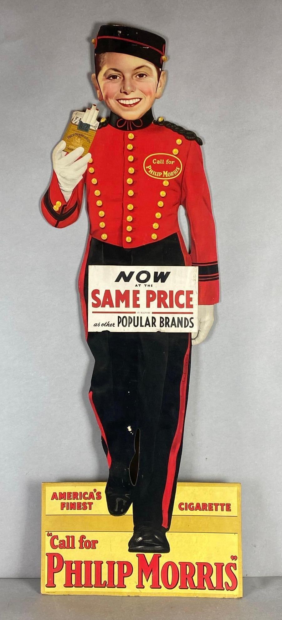 RARE Phillip Morris Cigarettes Johnny Cardboard Advertising Standup (1 of 5)