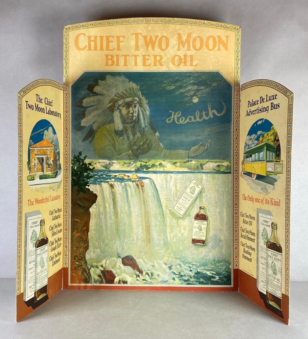 RARE Chief Two Moon Bitter Oil Cardboard Advertising Standup (1 of 6)