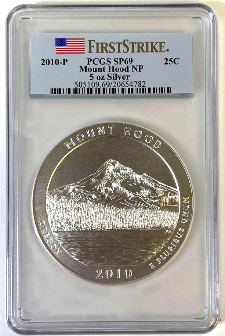 2010 P America the Beautiful 5 oz Silver MOUNT HOOD NP PCGS SP69 First Strike (1 of 2)