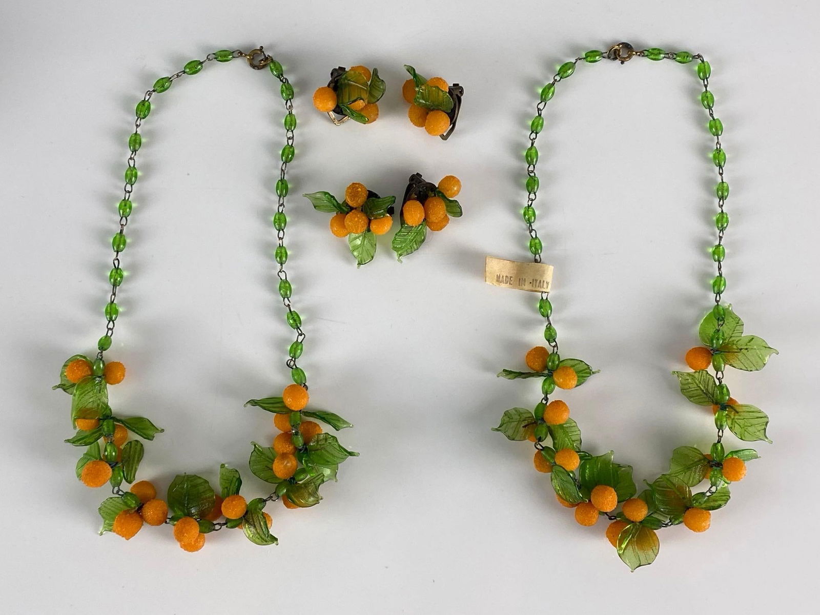 Group of 2 Murano Glass Orange Fruit Necklace and Earring Sets (1 of 6)