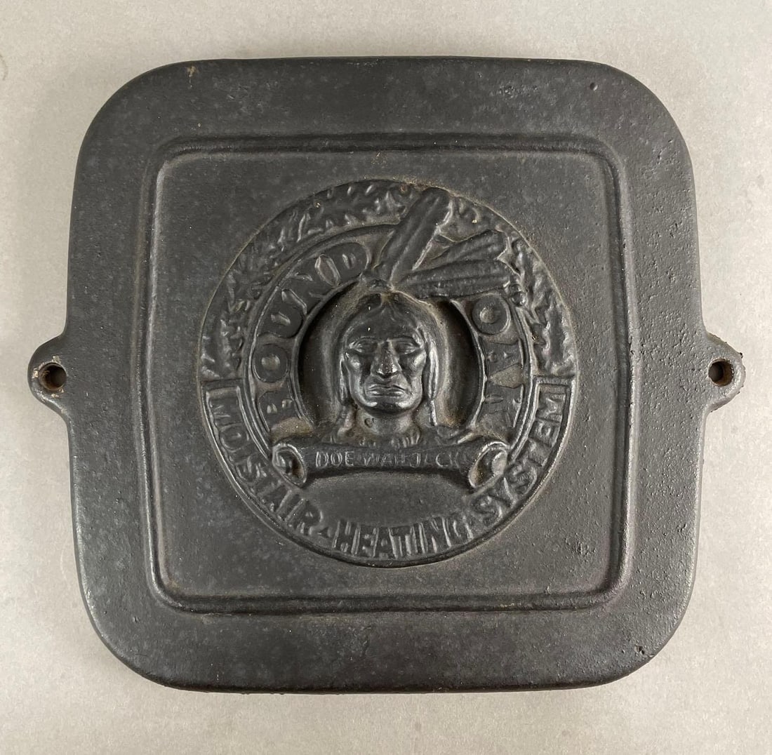 Round Oak Cast Iron Stove Door (1 of 2)