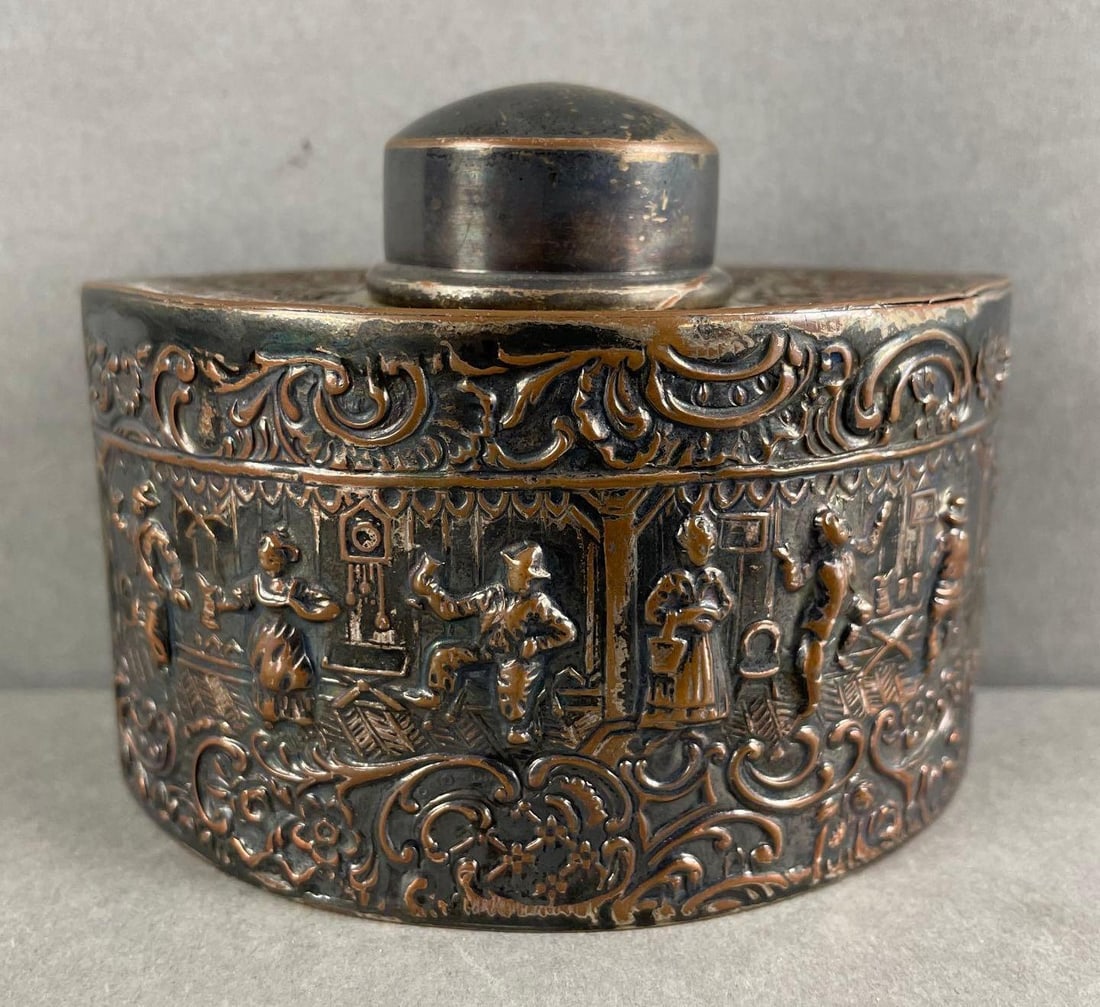 Antique Silver Plate Dutch Figural Tobacco Jar (1 of 4)