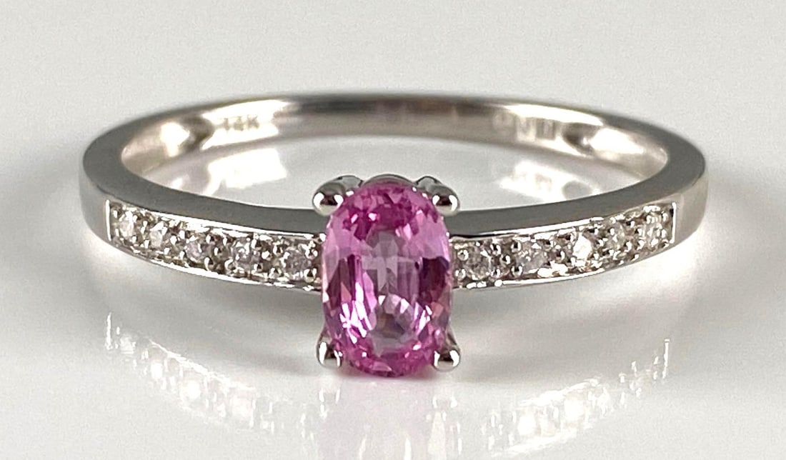 14K White Gold Pink Sapphire Diamond Ring (1 of 7)
