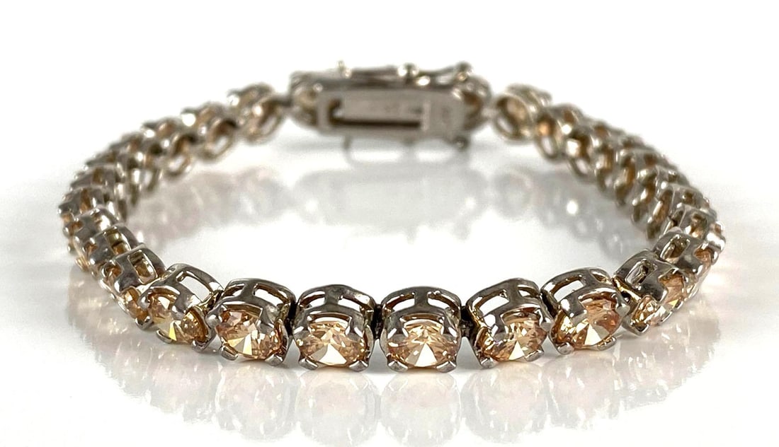 Sterling Silver Light Amber CZ Bracelet (1 of 4)