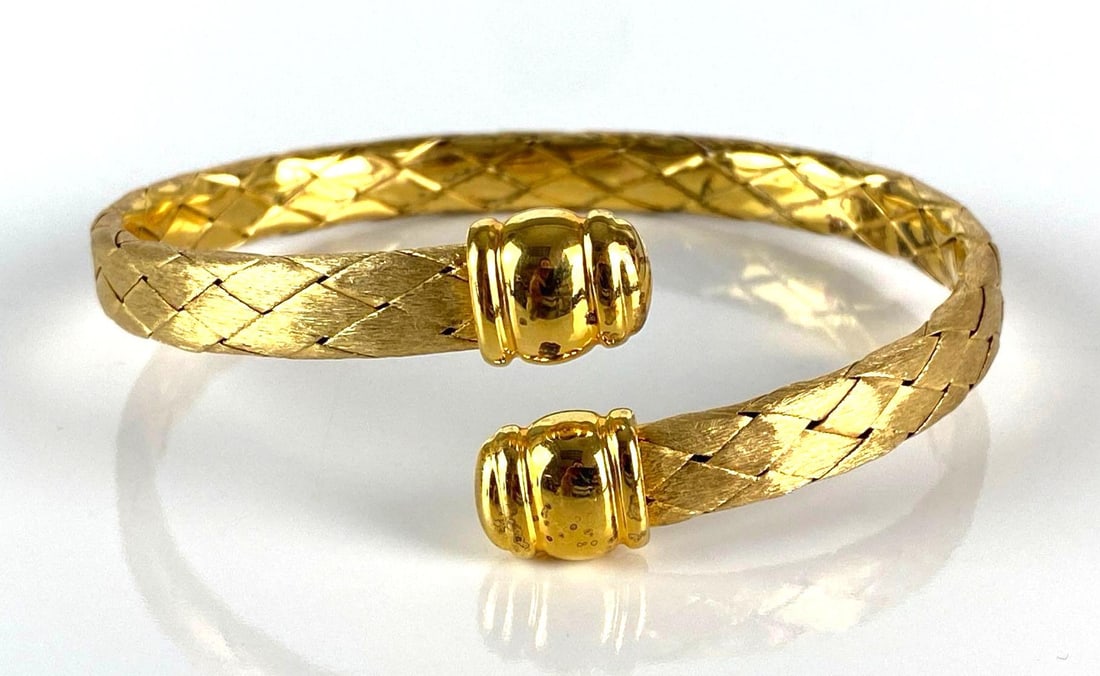 Sterling Silver Vermeil Italian Braided Wrap Cuff Bracelet (1 of 6)