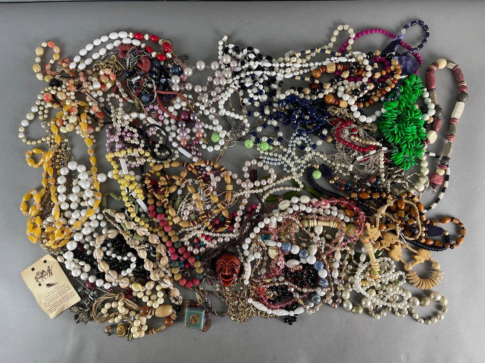 Group of Costume Jewelry: Mostly necklaces, some clip on earrings, and bracelets