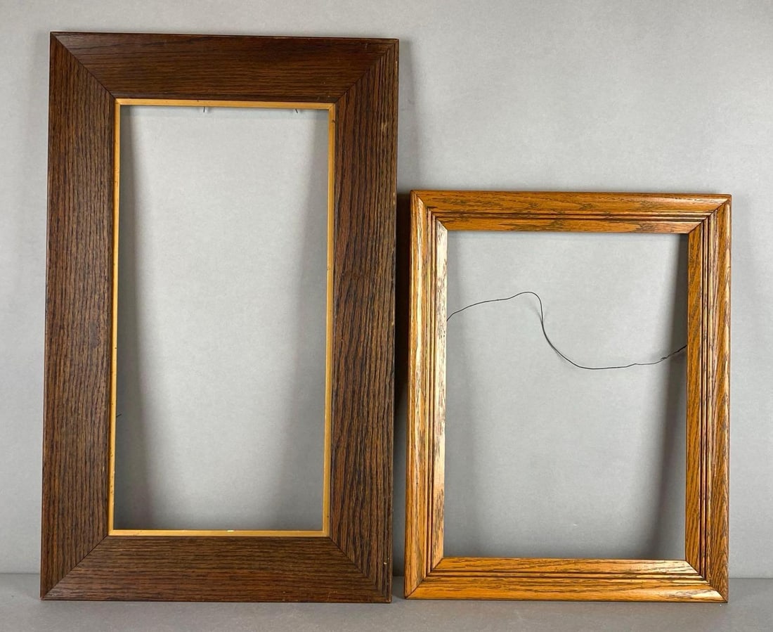 Group of 2 Wood Picture Frames: Largest measures 26 x 16 inches, Inside of largest measures 20 x 10 inches.