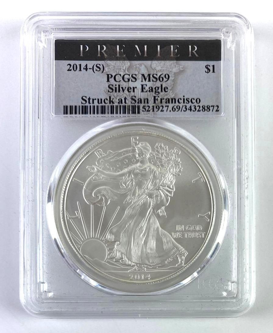 2014 S PREMIER US Mint Silver American Eagle .999 Fine Silver PCGS MS69 (1 of 2)