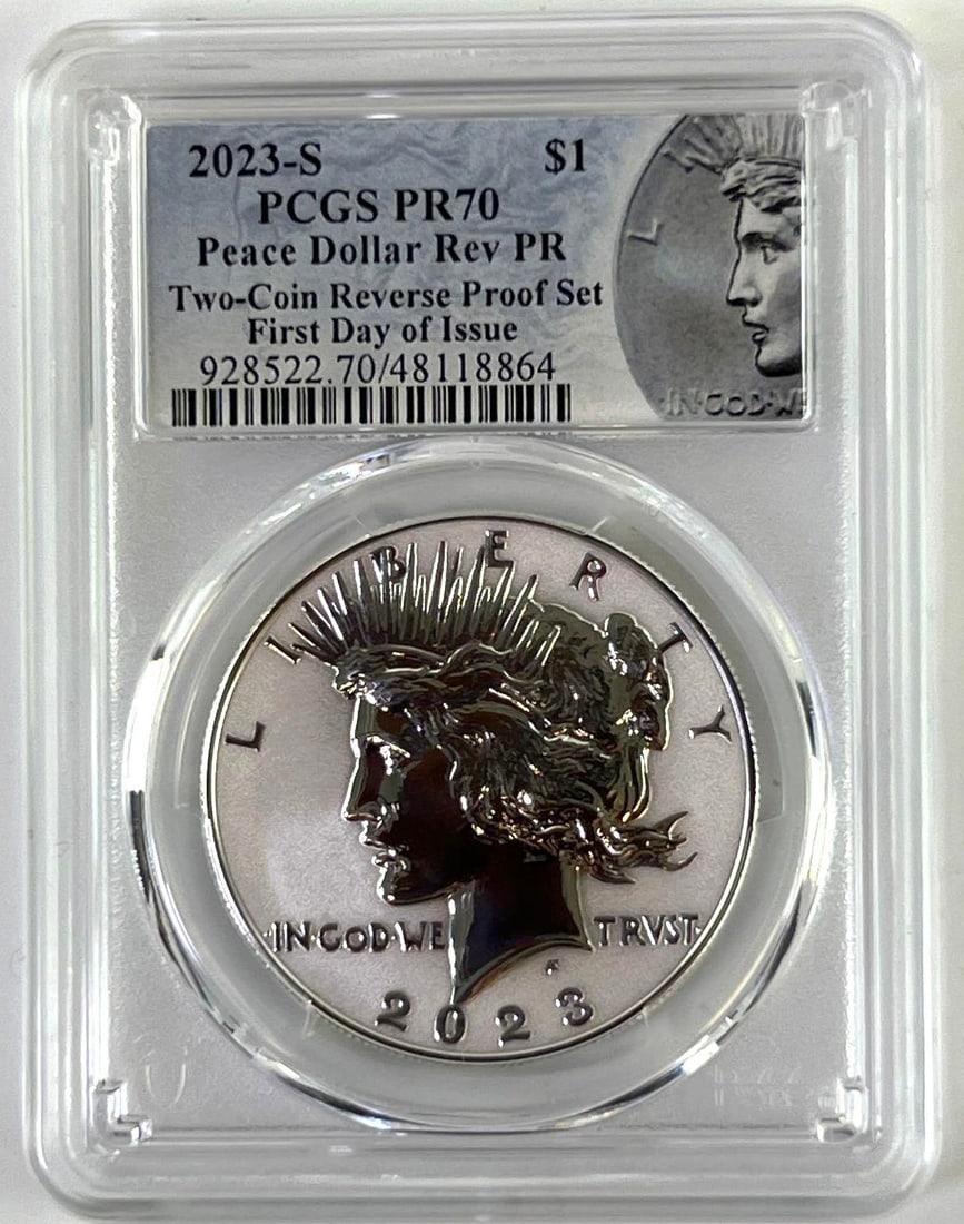2023 S Reverse Proof Peace Dollar - 2 Coin Reverse Proof Set - PCGS PF70 First Day Issue (1 of 2)