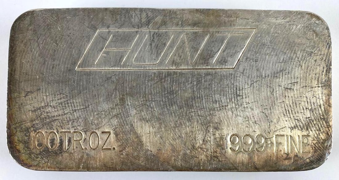 Hunt Horizontal 100oz. .999 Fine Silver Ingot / Bar (1 of 2)