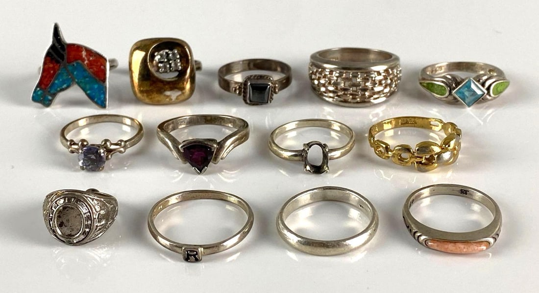 Group of 13 Sterling Silver Rings (1 of 4)