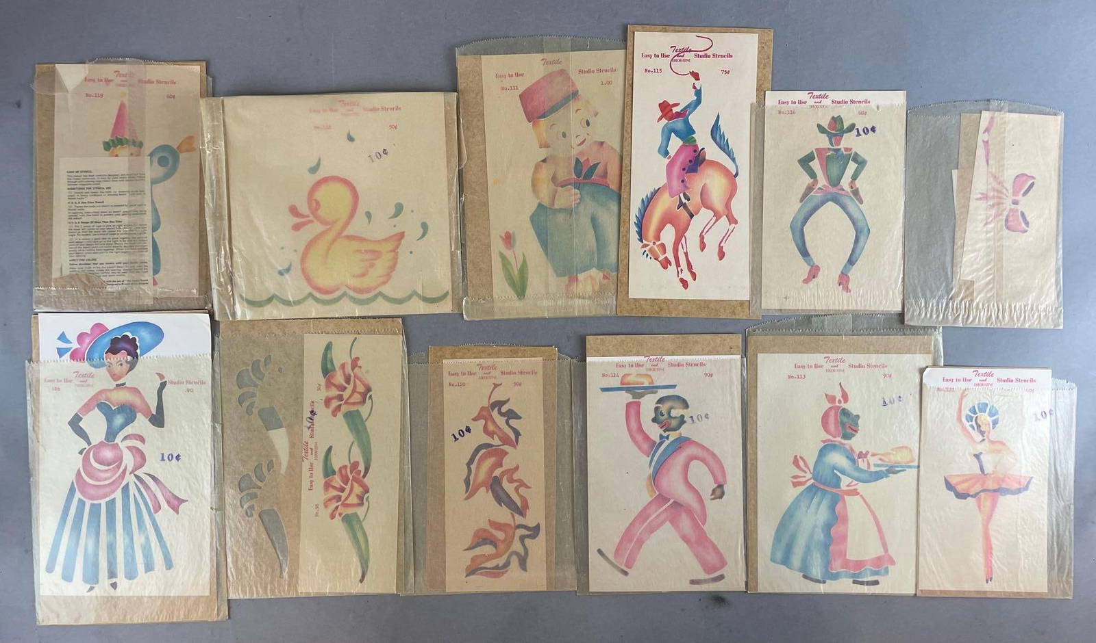 Group Of 12 Textile And Decorative Studio Stencils Auction