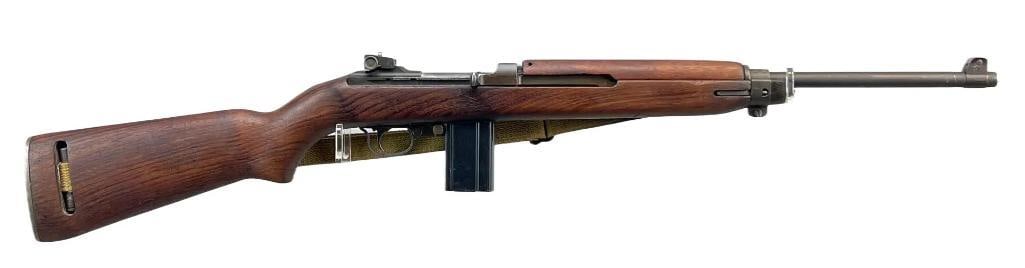 Rock-Ola M1 .30 cal. Semi Auto Carbine: Illinois Residents May Not Participate In This Lot (Illinois Banned Item), Serial Number 6074585, Receiver and Barrel are Marked Rock-Ola, No Date. Includes 150 Round Magazine and Sling. Good to Very 