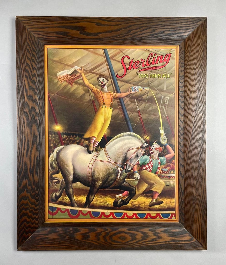 1938 Sterling Super-Bru A Night at the Circus Beer Advertising Sign (1 of 5)