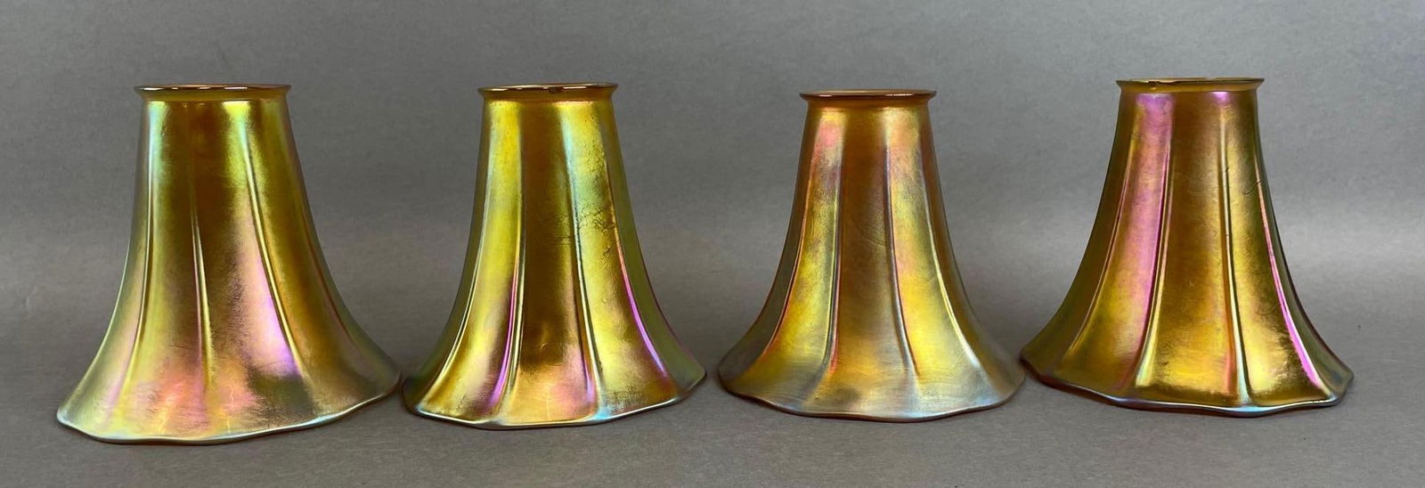 Group of 4 Vintage Steuben Aurene Glass Lamp Shades (1 of 4)