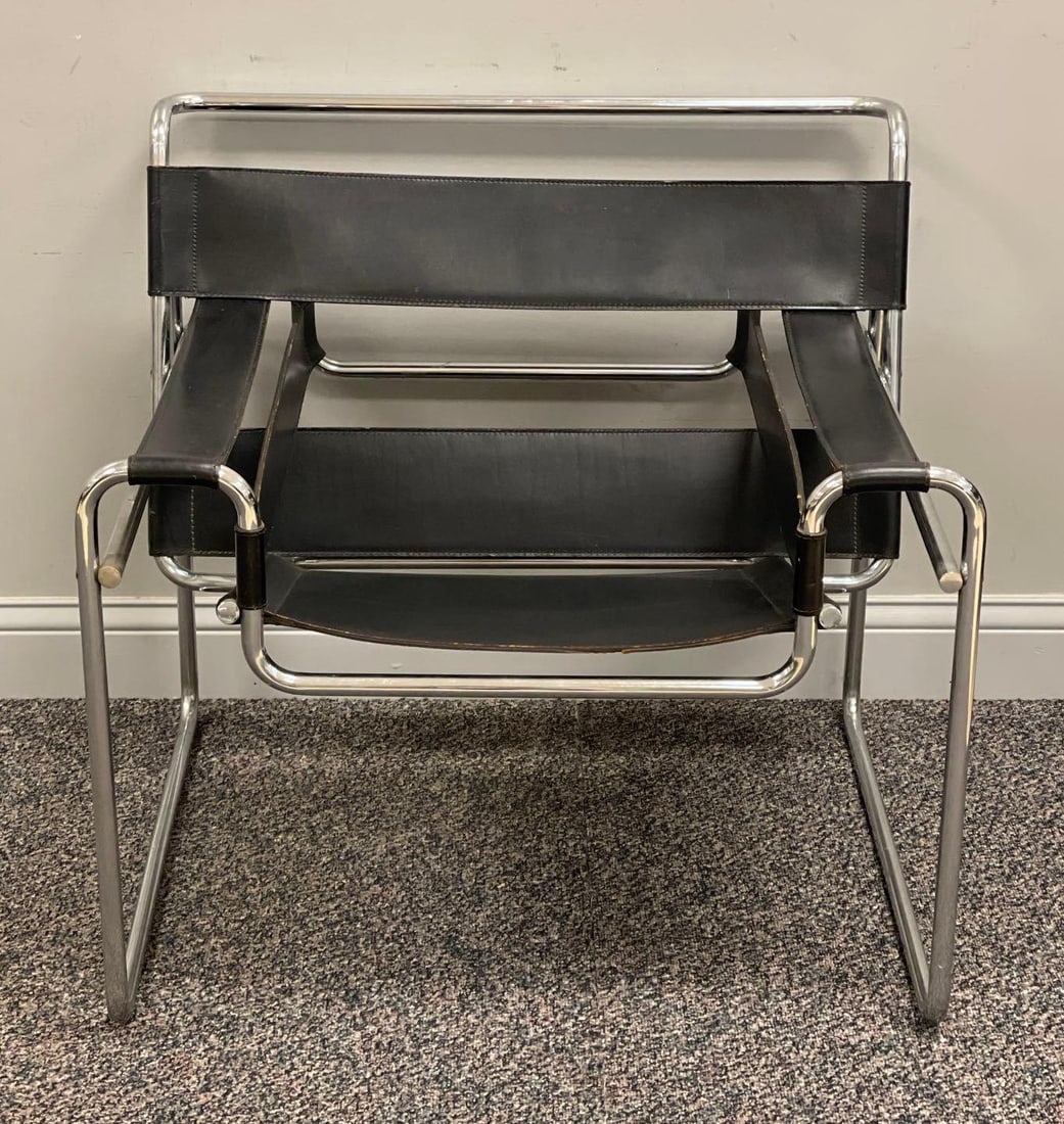 Breuer Marcel Wassily Style Leather Strap Armchair (1 of 6)