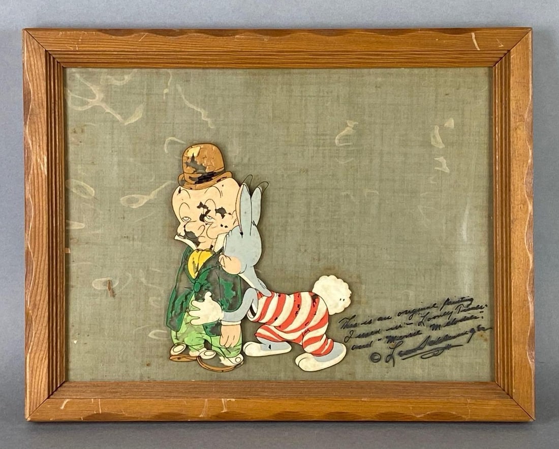 Leon Schlesinger Signed Looney Tunes Bugs Bunny and Elmer Fudd Animation Cel (1 of 4)