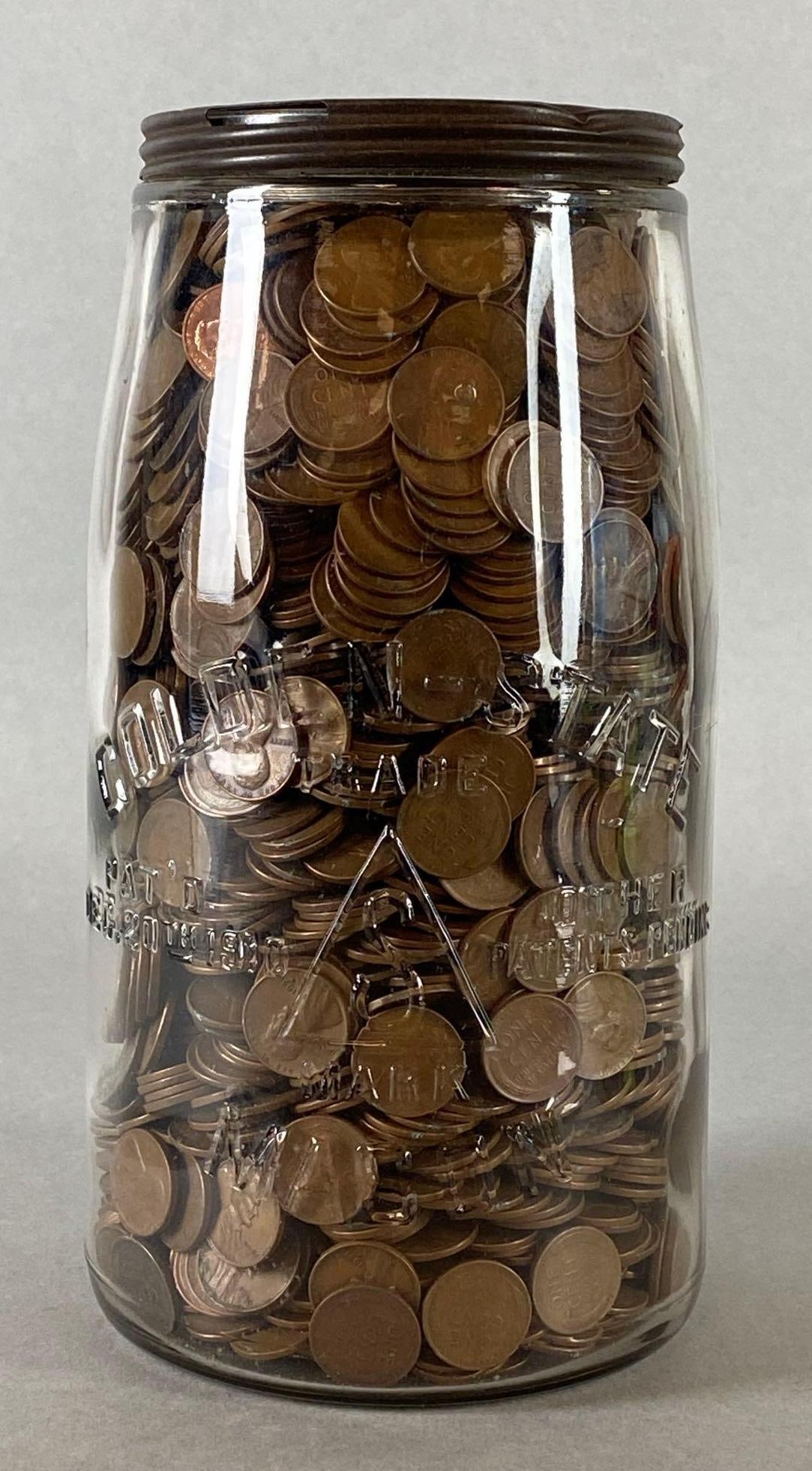 Clear Glass Colde N-State Mason Jar of Pennies (1 of 5)